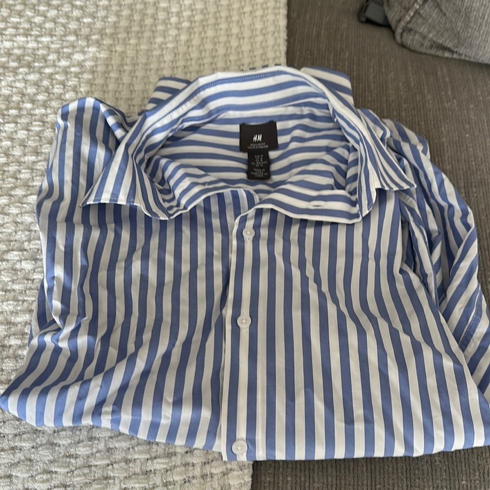 NEW! Mens Button Up Dress Stripped Shirt